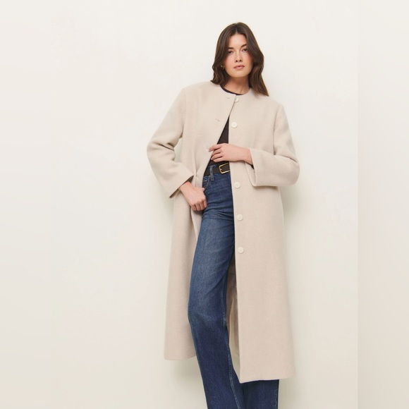 NEW Reformation Asher Coat in Cream Off White Detachable Scarf | size XS - Picture 2 of 10